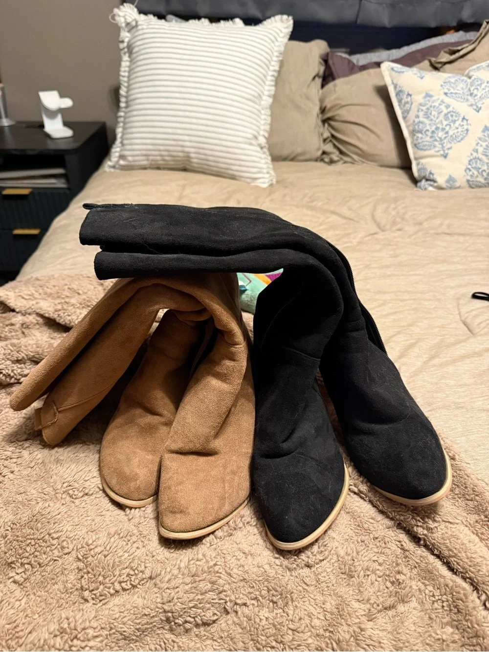 Women's Over-the-Knee Suede Boots in Black and Brown